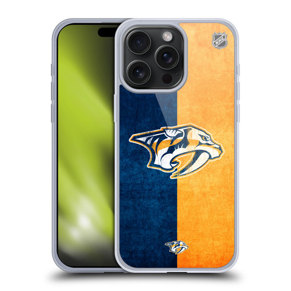 NHL Nashville Predators Half Distressed Soft Gel Case for Apple iPhone 15 Pro Max