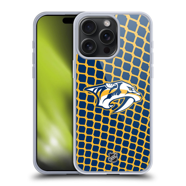 NHL Nashville Predators Net Pattern Soft Gel Case for Apple iPhone 15 Pro Max