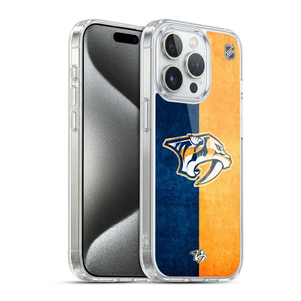 NHL Nashville Predators Half Distressed Soft Gel Case for Apple iPhone 15 Pro & MagSafe