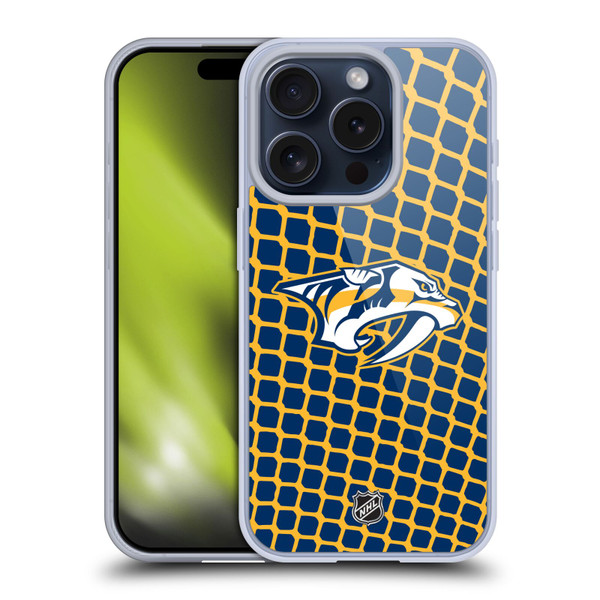 NHL Nashville Predators Net Pattern Soft Gel Case for Apple iPhone 15 Pro