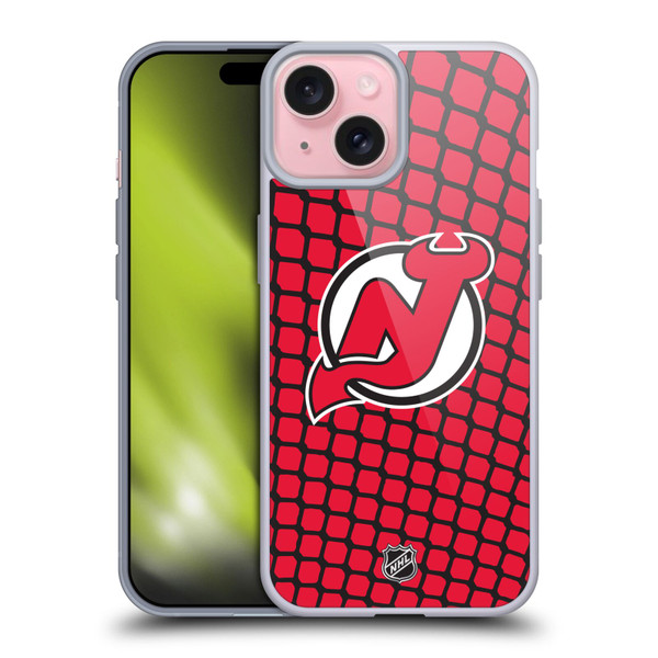 NHL New Jersey Devils Net Pattern Soft Gel Case for Apple iPhone 15