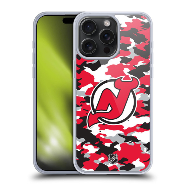 NHL New Jersey Devils Camouflage Soft Gel Case for Apple iPhone 15 Pro Max