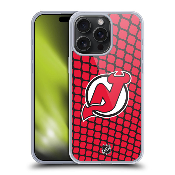NHL New Jersey Devils Net Pattern Soft Gel Case for Apple iPhone 15 Pro Max