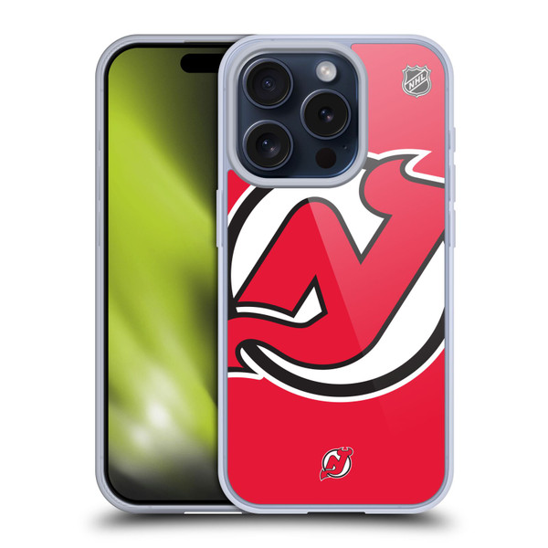 NHL New Jersey Devils Oversized Soft Gel Case for Apple iPhone 15 Pro