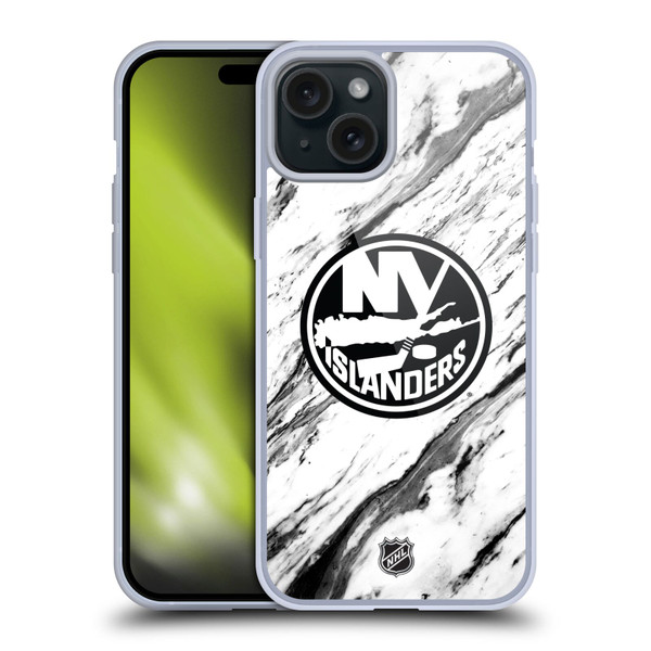 NHL New York Islanders Marble Soft Gel Case for Apple iPhone 15 Plus