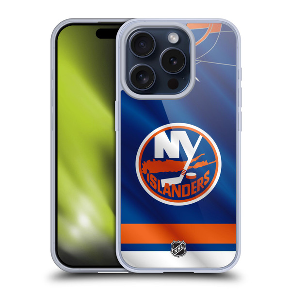 NHL New York Islanders Jersey Soft Gel Case for Apple iPhone 15 Pro