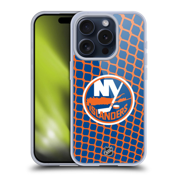 NHL New York Islanders Net Pattern Soft Gel Case for Apple iPhone 15 Pro