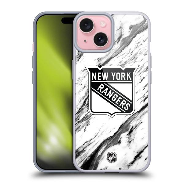NHL New York Rangers Marble Soft Gel Case for Apple iPhone 15 & MagSafe