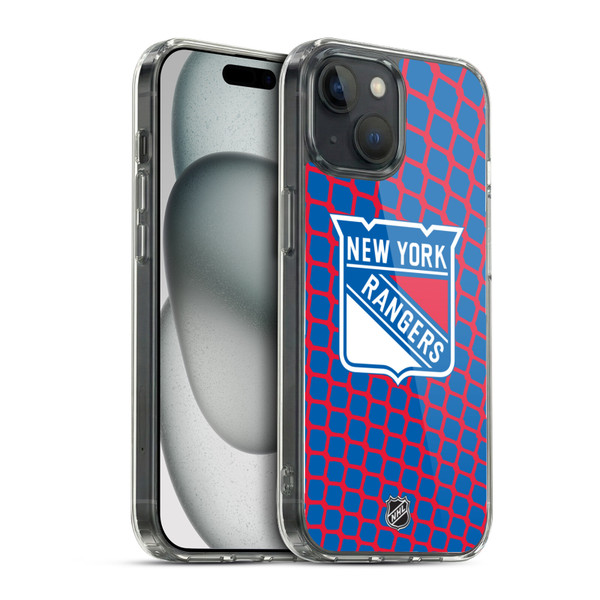 NHL New York Rangers Net Pattern Soft Gel Case for Apple iPhone 15 & MagSafe