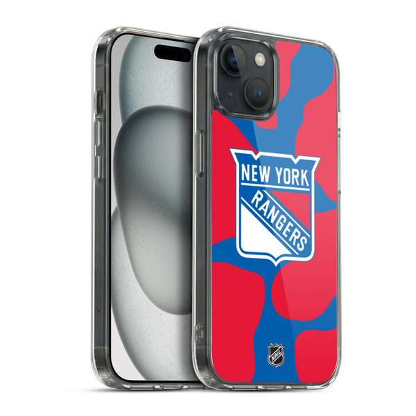 NHL New York Rangers Cow Pattern Soft Gel Case for Apple iPhone 15 Plus & MagSafe