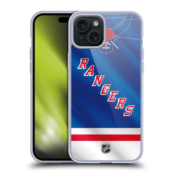 NHL New York Rangers Jersey Soft Gel Case for Apple iPhone 15 Plus