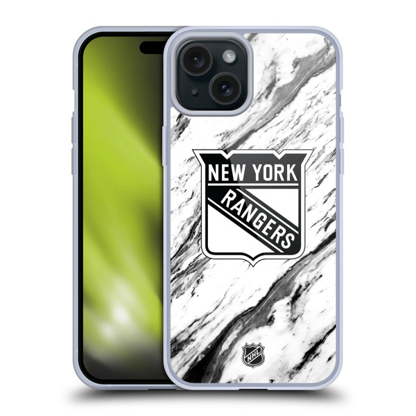 NHL New York Rangers Marble Soft Gel Case for Apple iPhone 15 Plus & MagSafe