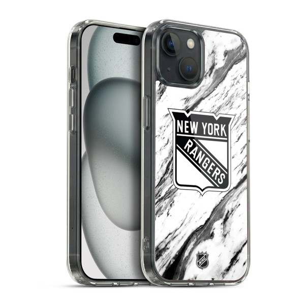 NHL New York Rangers Marble Soft Gel Case for Apple iPhone 15 Plus & MagSafe