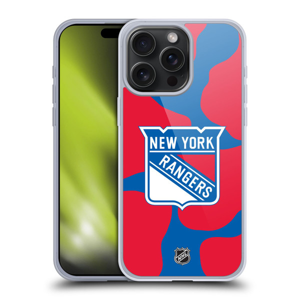 NHL New York Rangers Cow Pattern Soft Gel Case for Apple iPhone 15 Pro Max
