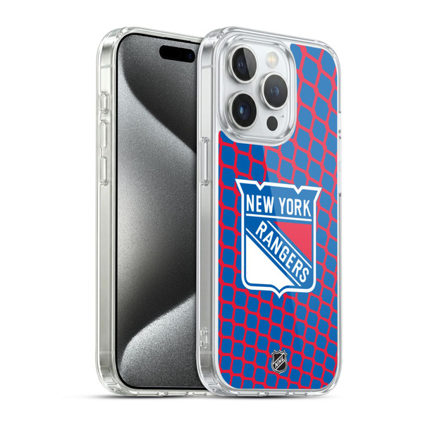 NHL New York Rangers Net Pattern Soft Gel Case for Apple iPhone 15 Pro & MagSafe