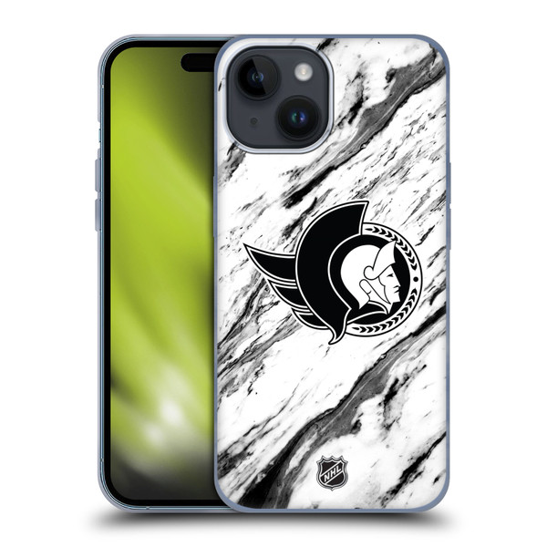 NHL Ottawa Senators Marble Soft Gel Case for Apple iPhone 15