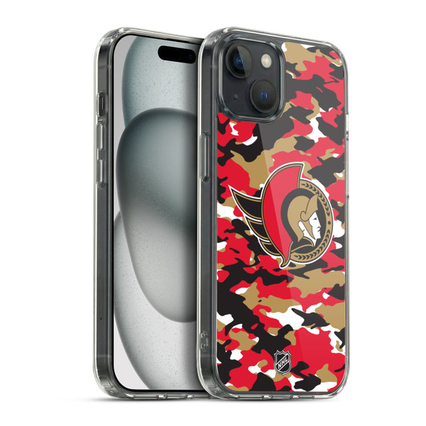 NHL Ottawa Senators Camouflage Soft Gel Case for Apple iPhone 15 Plus & MagSafe