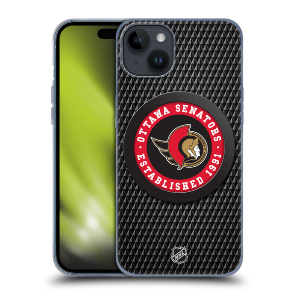 NHL Ottawa Senators Puck Texture Soft Gel Case for Apple iPhone 15 Plus