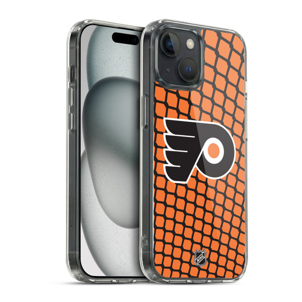 NHL Philadelphia Flyers Net Pattern Soft Gel Case for Apple iPhone 15 & MagSafe