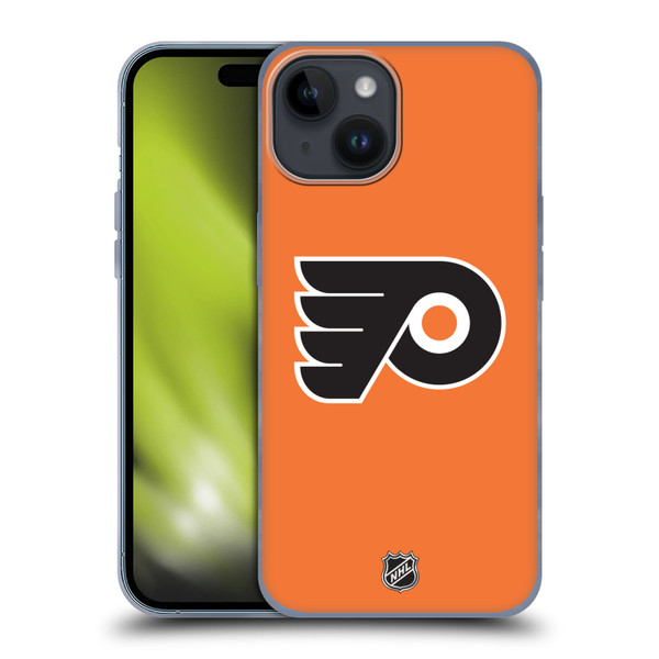 NHL Philadelphia Flyers Plain Soft Gel Case for Apple iPhone 15