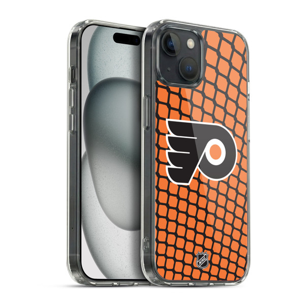 NHL Philadelphia Flyers Net Pattern Soft Gel Case for Apple iPhone 15 Plus & MagSafe