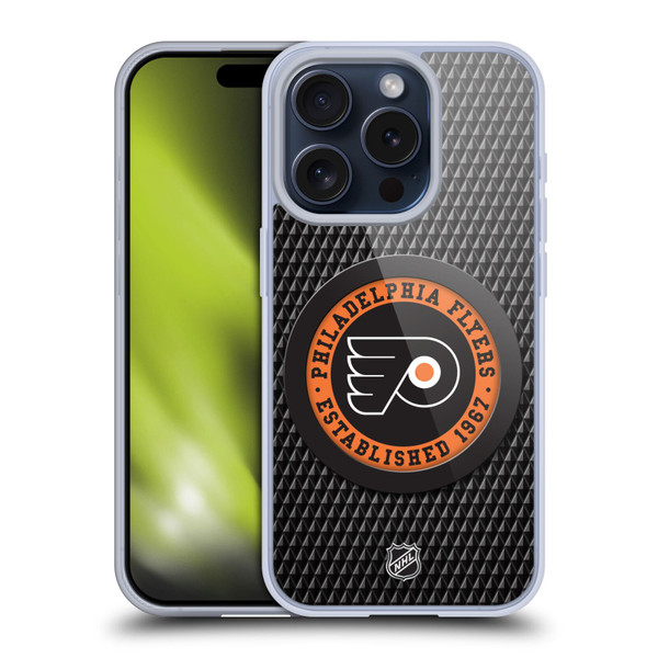 NHL Philadelphia Flyers Puck Texture Soft Gel Case for Apple iPhone 15 Pro