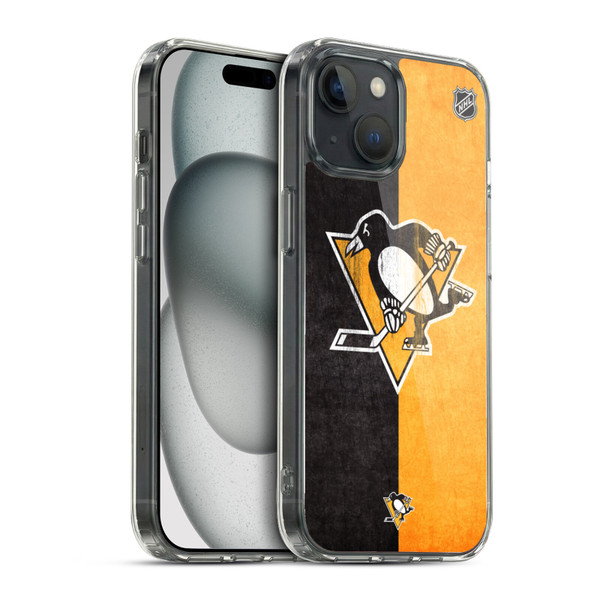 NHL Pittsburgh Penguins Half Distressed Soft Gel Case for Apple iPhone 15 & MagSafe