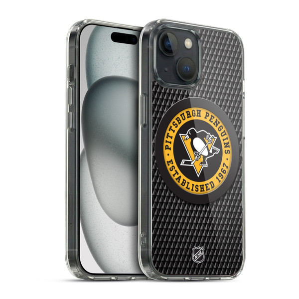 NHL Pittsburgh Penguins Puck Texture Soft Gel Case for Apple iPhone 15 & MagSafe