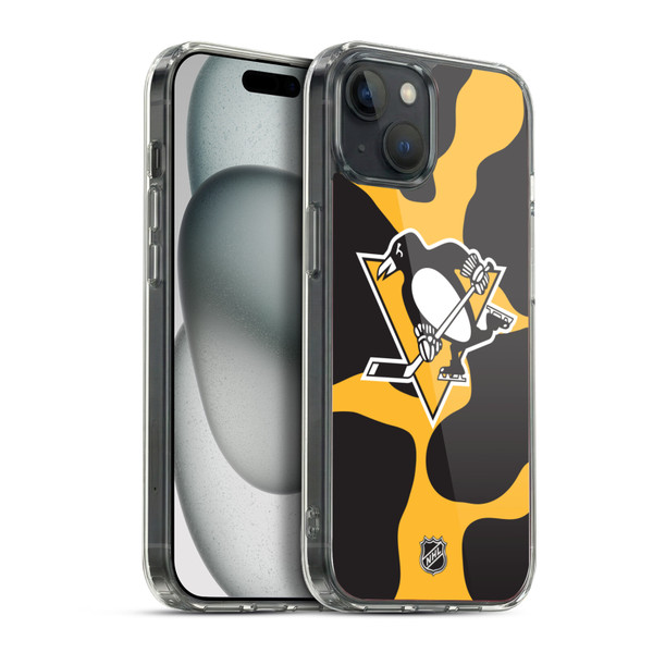 NHL Pittsburgh Penguins Cow Pattern Soft Gel Case for Apple iPhone 15 Plus & MagSafe