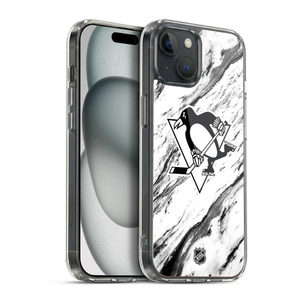 NHL Pittsburgh Penguins Marble Soft Gel Case for Apple iPhone 15 Plus & MagSafe