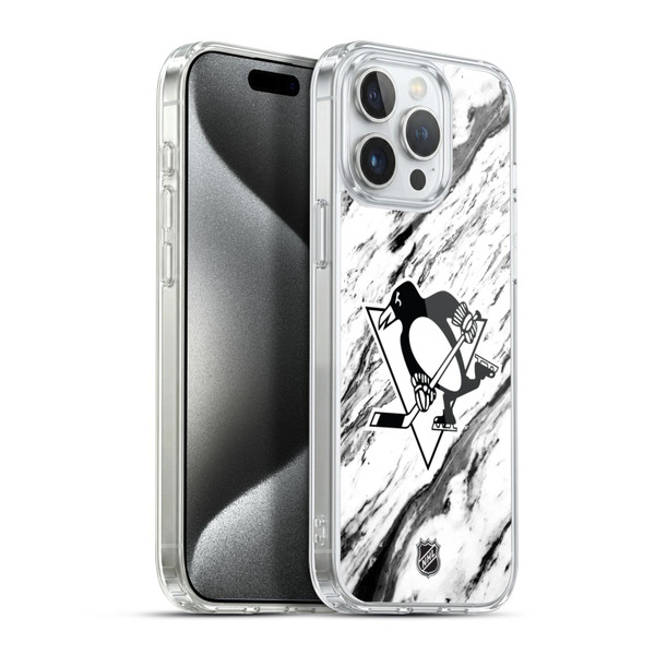 NHL Pittsburgh Penguins Marble Soft Gel Case for Apple iPhone 15 Pro Max & MagSafe