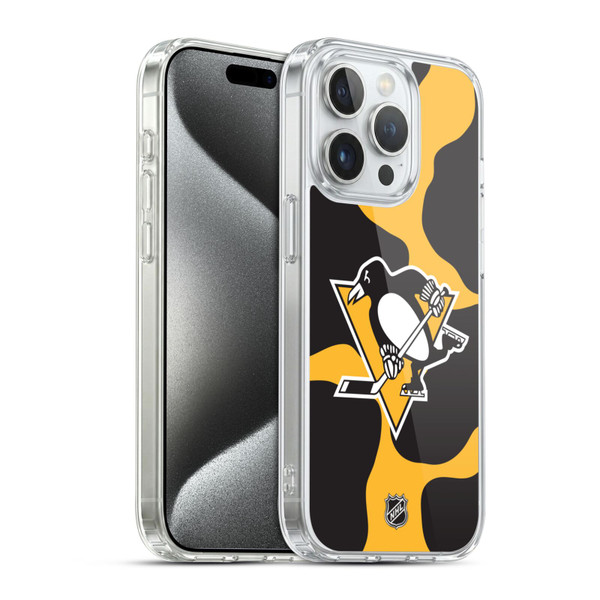 NHL Pittsburgh Penguins Cow Pattern Soft Gel Case for Apple iPhone 15 Pro & MagSafe
