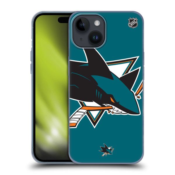 NHL San Jose Sharks Oversized Soft Gel Case for Apple iPhone 15