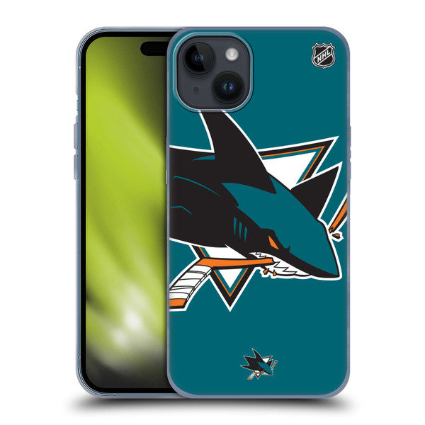 NHL San Jose Sharks Oversized Soft Gel Case for Apple iPhone 15 Plus