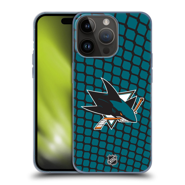NHL San Jose Sharks Net Pattern Soft Gel Case for Apple iPhone 15 Pro