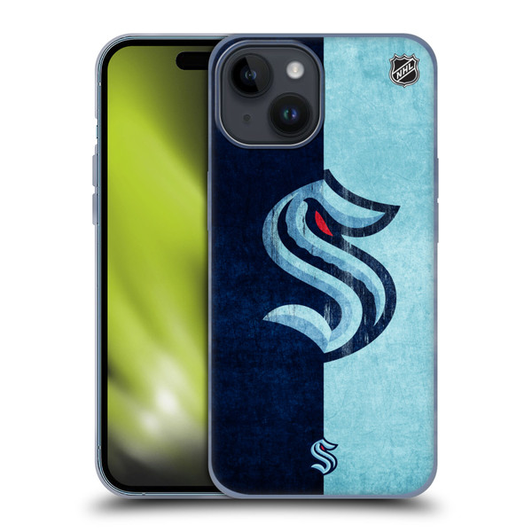 NHL Seattle Kraken Half Distressed Soft Gel Case for Apple iPhone 15
