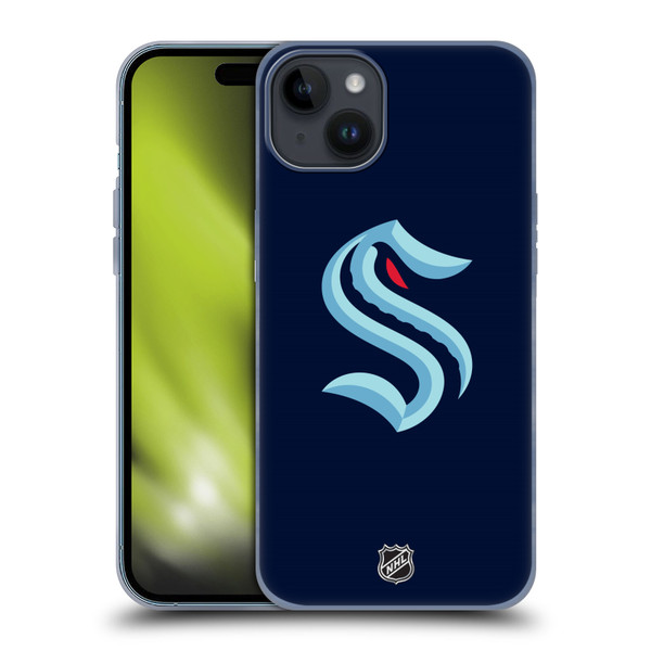 NHL Seattle Kraken Plain Soft Gel Case for Apple iPhone 15 Plus