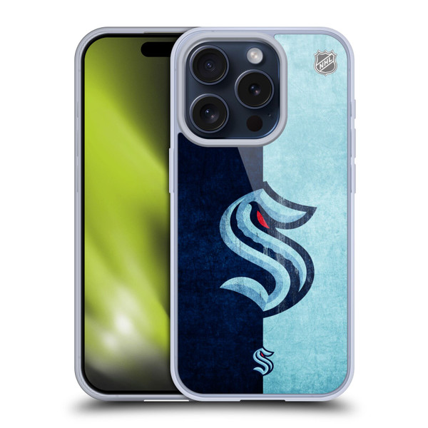NHL Seattle Kraken Half Distressed Soft Gel Case for Apple iPhone 15 Pro