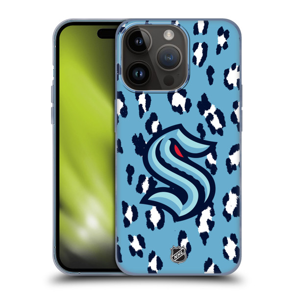 NHL Seattle Kraken Leopard Patten Soft Gel Case for Apple iPhone 15 Pro