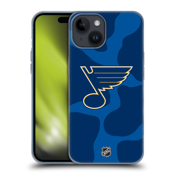 NHL St Louis Blues Cow Pattern Soft Gel Case for Apple iPhone 15 & MagSafe