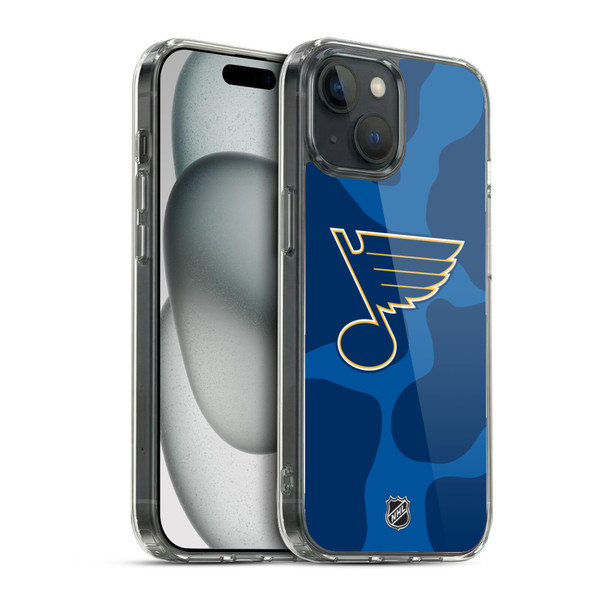 NHL St Louis Blues Cow Pattern Soft Gel Case for Apple iPhone 15 & MagSafe