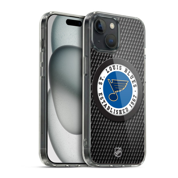 NHL St Louis Blues Puck Texture Soft Gel Case for Apple iPhone 15 & MagSafe