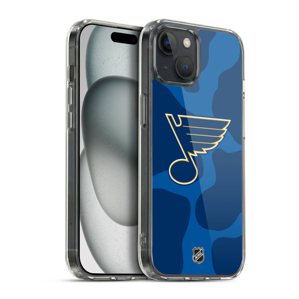 NHL St Louis Blues Cow Pattern Soft Gel Case for Apple iPhone 15 Plus & MagSafe
