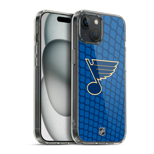 NHL St Louis Blues Net Pattern Soft Gel Case for Apple iPhone 15 Plus & MagSafe