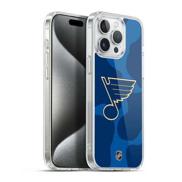 NHL St Louis Blues Cow Pattern Soft Gel Case for Apple iPhone 15 Pro Max & MagSafe