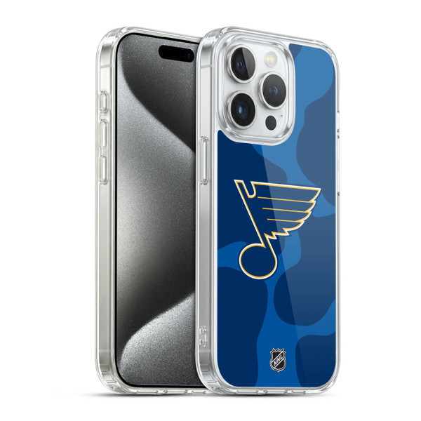 NHL St Louis Blues Cow Pattern Soft Gel Case for Apple iPhone 15 Pro & MagSafe