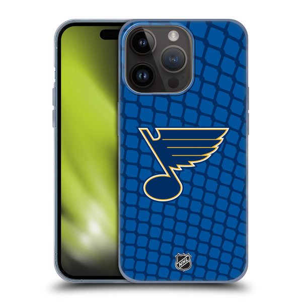NHL St Louis Blues Net Pattern Soft Gel Case for Apple iPhone 15 Pro