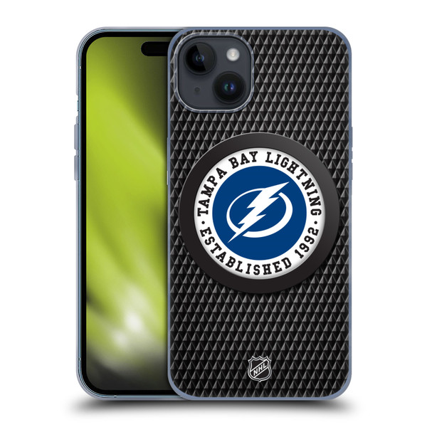 NHL Tampa Bay Lightning Puck Texture Soft Gel Case for Apple iPhone 15 Plus
