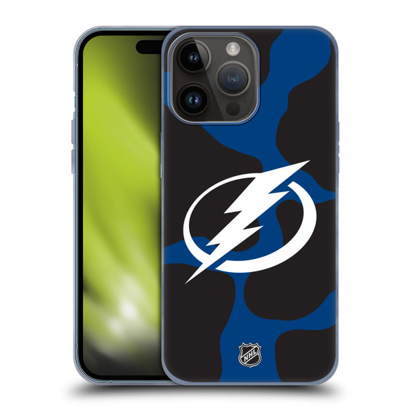NHL Tampa Bay Lightning Cow Pattern Soft Gel Case for Apple iPhone 15 Pro Max