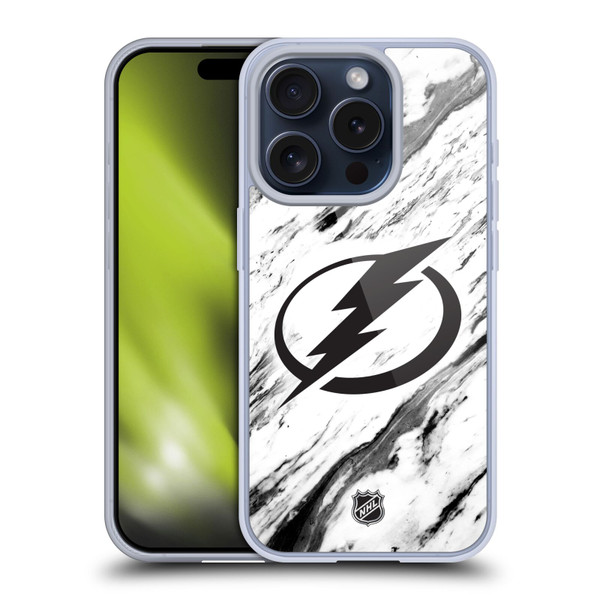 NHL Tampa Bay Lightning Marble Soft Gel Case for Apple iPhone 15 Pro